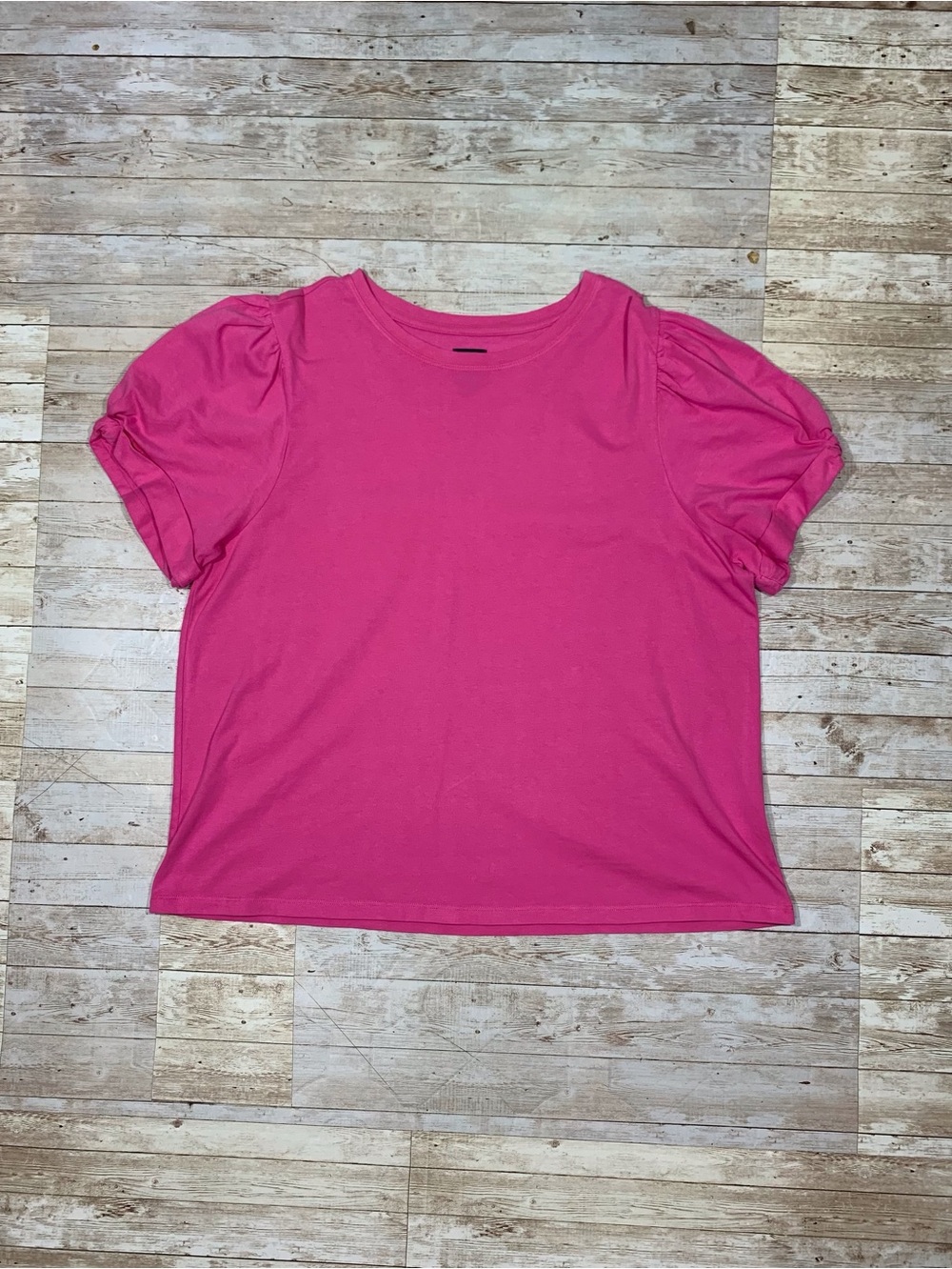GAP Puff Short Sleeve Top Fuchsia Pink Tee Shirt Size XL Casual Preppy Summer